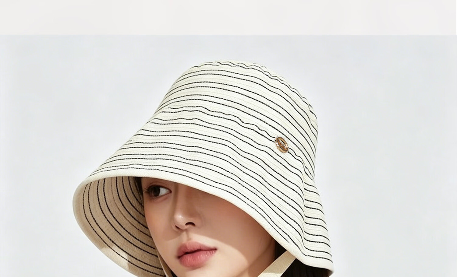 FANCET Striped Fisherman Hat for Women Summer UV Protection Wide Brim Sun Hat Japanese Minimalist Face-Slimming Sunshade Hat 21