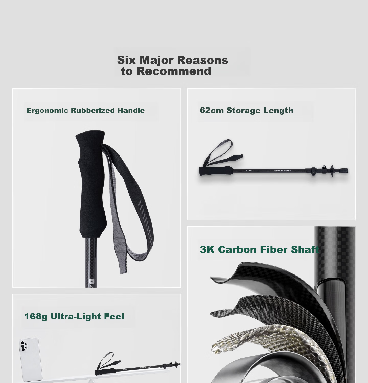 Keep Carbon Fiber Ultra-Light Telescopic Outdoor Hiking Pole, Mountain Climbing Equipment, Walking Stick for Elderly And Childre 4
