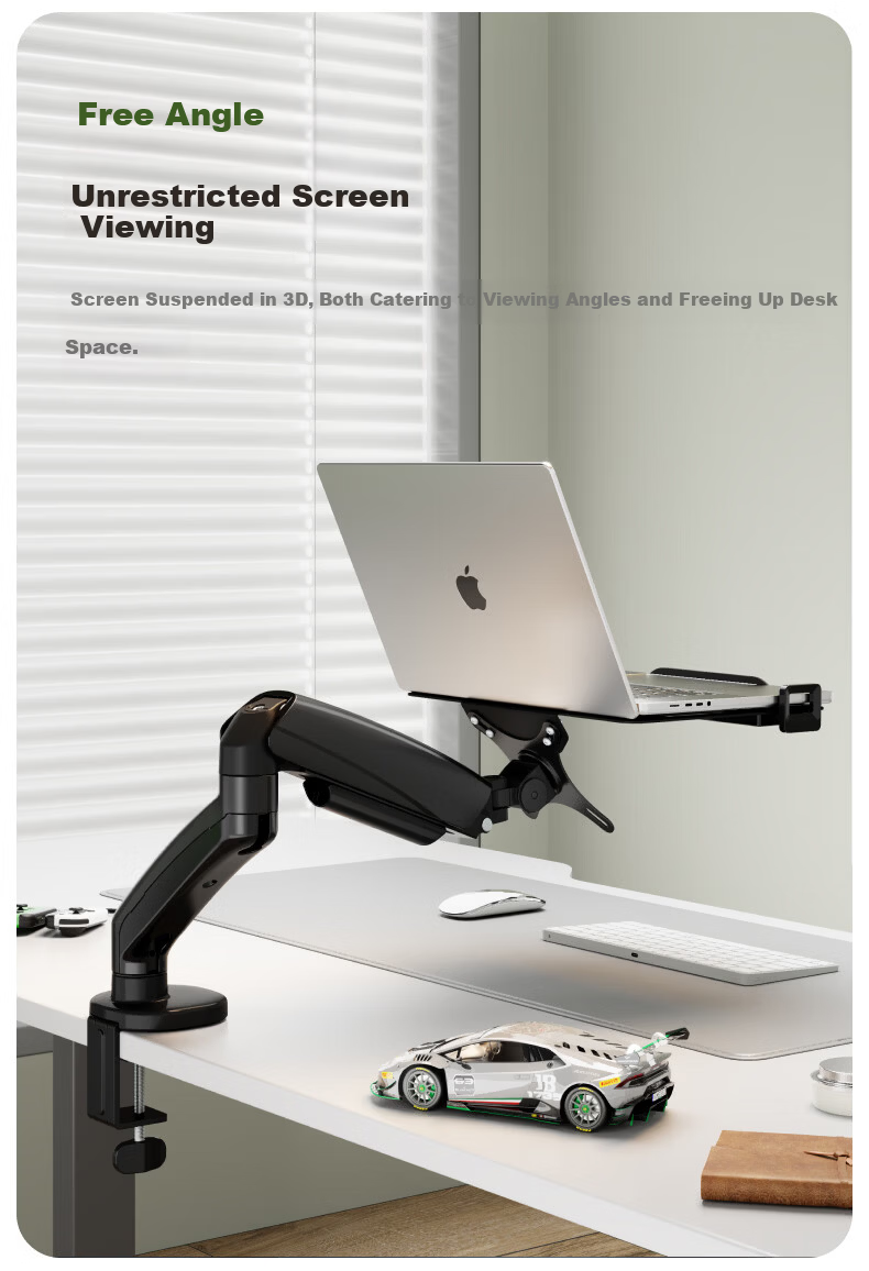 Brateck Beihu Monitor Stand, Mechanical Arm, Computer Stand Desktop Clamp Base, Screen Lifting Suspended Riser E230 Black 13-32 Inch, Vertical Rotating Vertical Arm 7