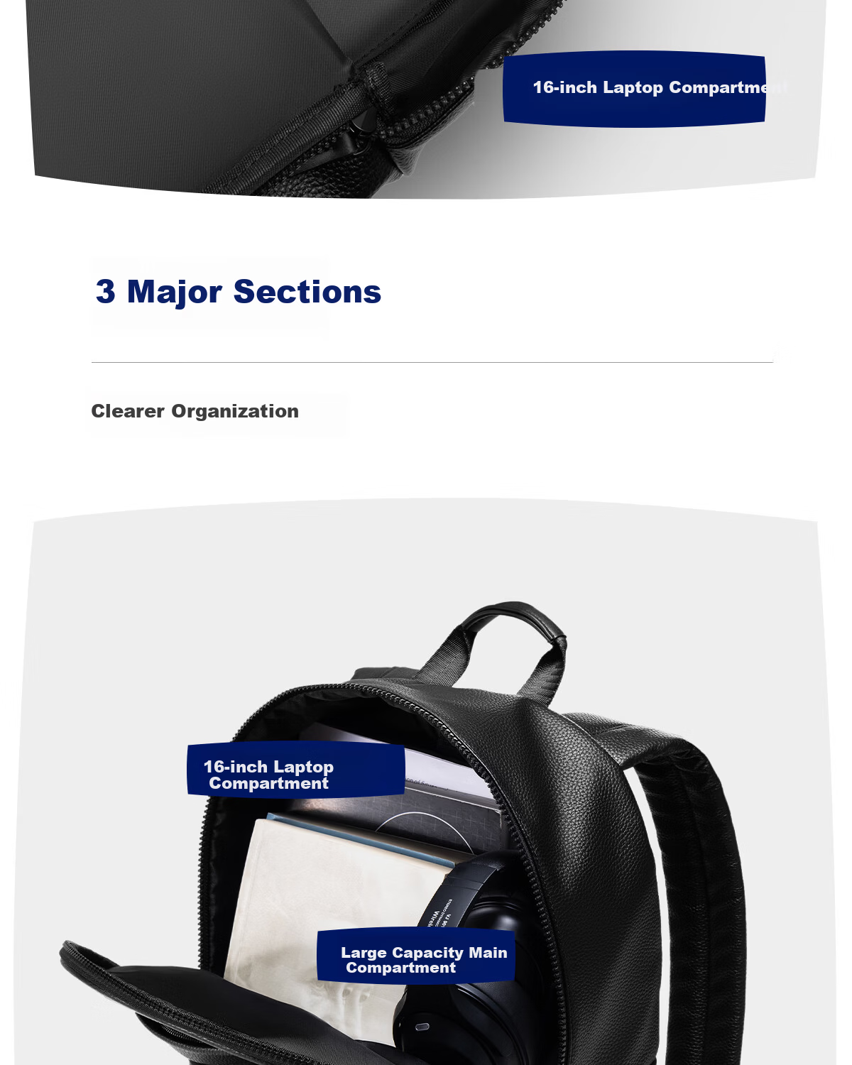 HLA Men's Large Capacity Waterproof Casual Commuter Business Travel 16-inch Laptop Backpack Student School Bag 6