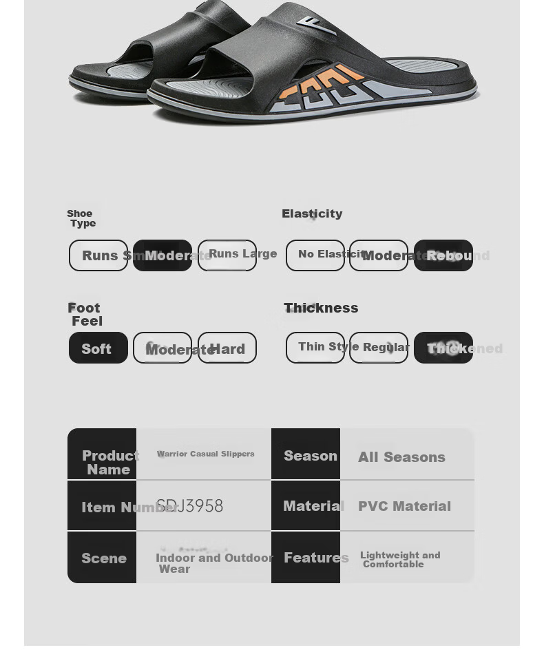 Warrior Official Flip Flops 2026 Summer Sports Outdoor Home Men's Sandals White Orange Size 44-45 28