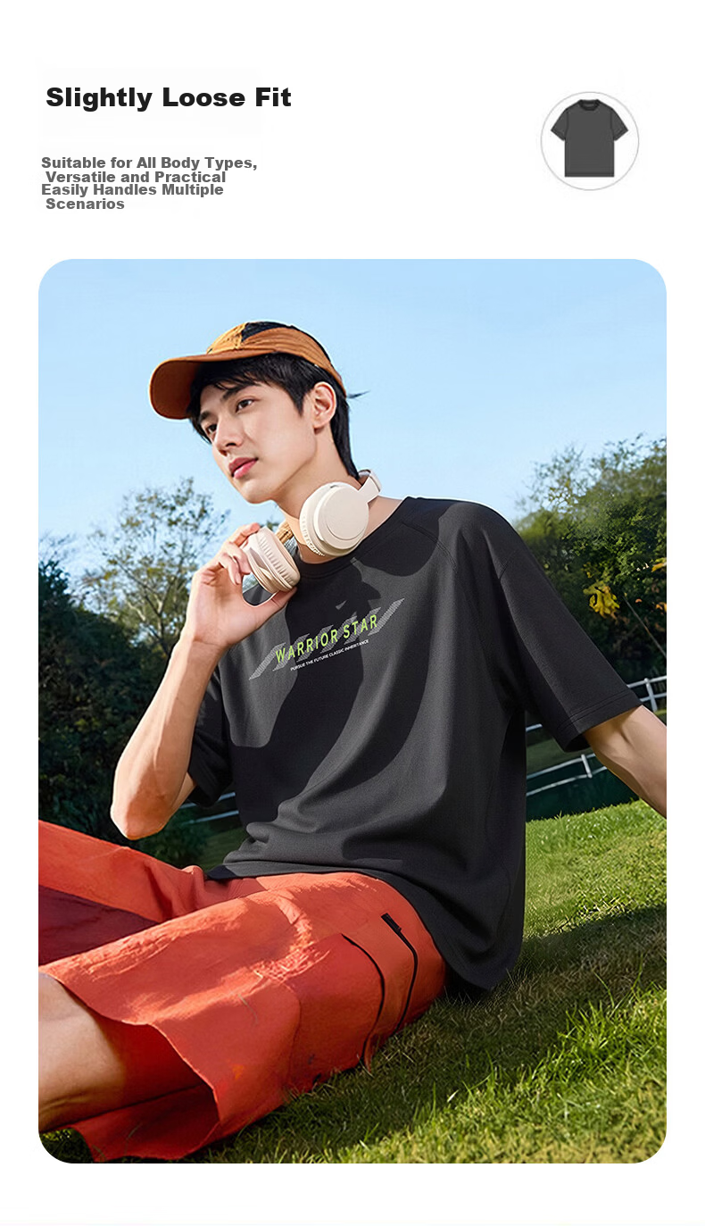 Warrior Men's Cotton Feel Casual Short Sleeve T-Shirt Loose Fit Crew Neck Sports Fitness Summer Top 2