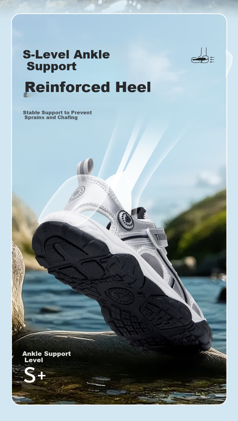 TARANIS Sports Sandals Summer New Breathable Kids Boys and Girls Non-slip Quick-dry Beach Shoes Closed-toe Water Shoes Black/White Size 31 4