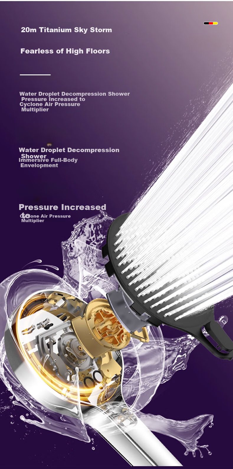 HOMK Germany High-Pressure Shower Head Handheld Bathroom Shower Sprayer Model 009 12