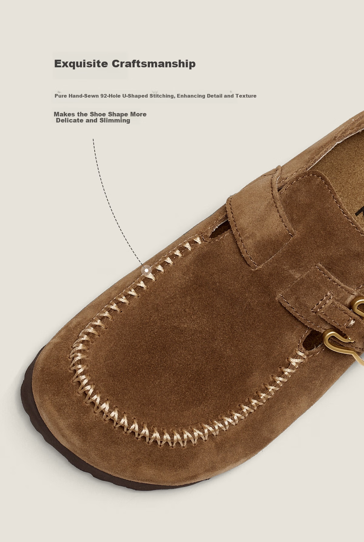 Sasa Su [Celebrity Style] Spring Summer New Coffee Bagel Two-Wear Half-Slip Birkenstock Elevated Loafers for Women 5