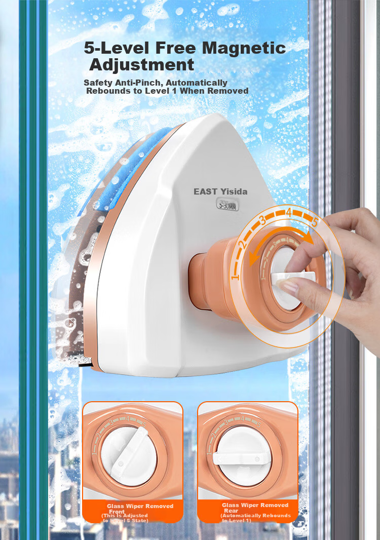 Isida Strong Magnetic Glass Cleaner 5-30mm Water Storage Upgrade Anti-Pinch Magnetic Window Scraper for Home Cleaning 4