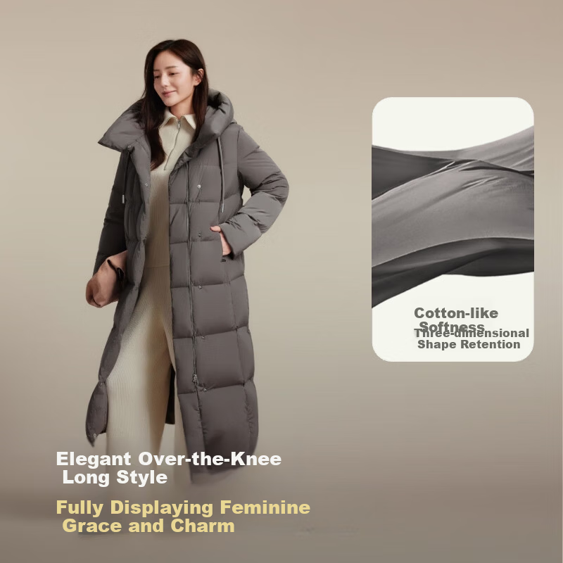 BOSIDENG Off-Season Women's Down Jacket Simple Luxury Elegant Extra Long Waist-Cinching Slim Fit Versatile Comfortable Coat