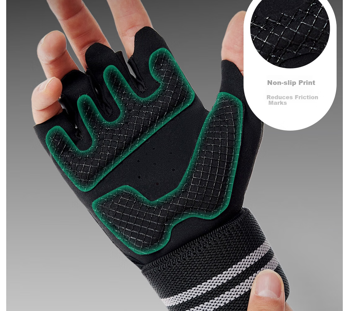 Keep Wrist Support Training Gloves Pull-up Bench Press Deadlift Fitness Equipment Anti-slip Black XL 10