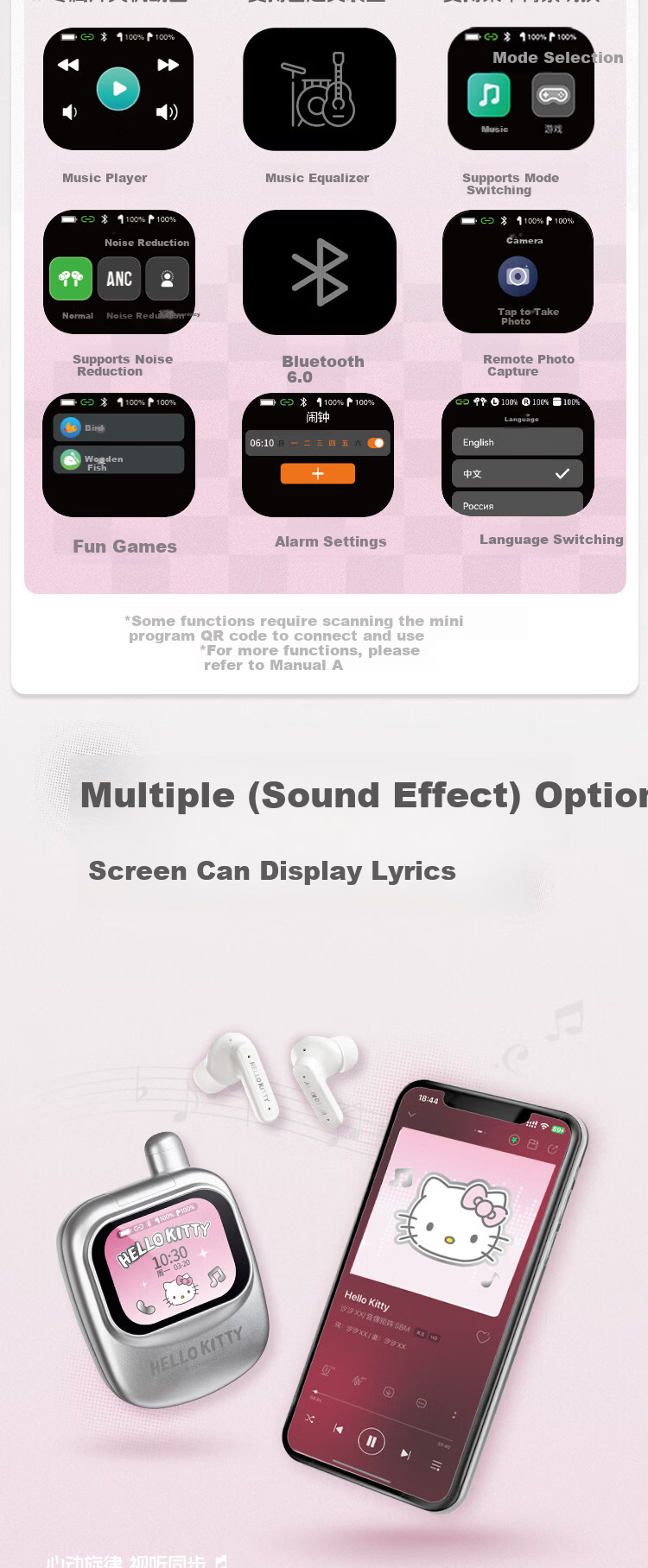 MARtube Hello Kitty Touchscreen Bluetooth In-Ear Earphones Cute High-Value Sanrio Kitty 2026 Latest Gift for Girls Birthday Graduation Children's Day 4