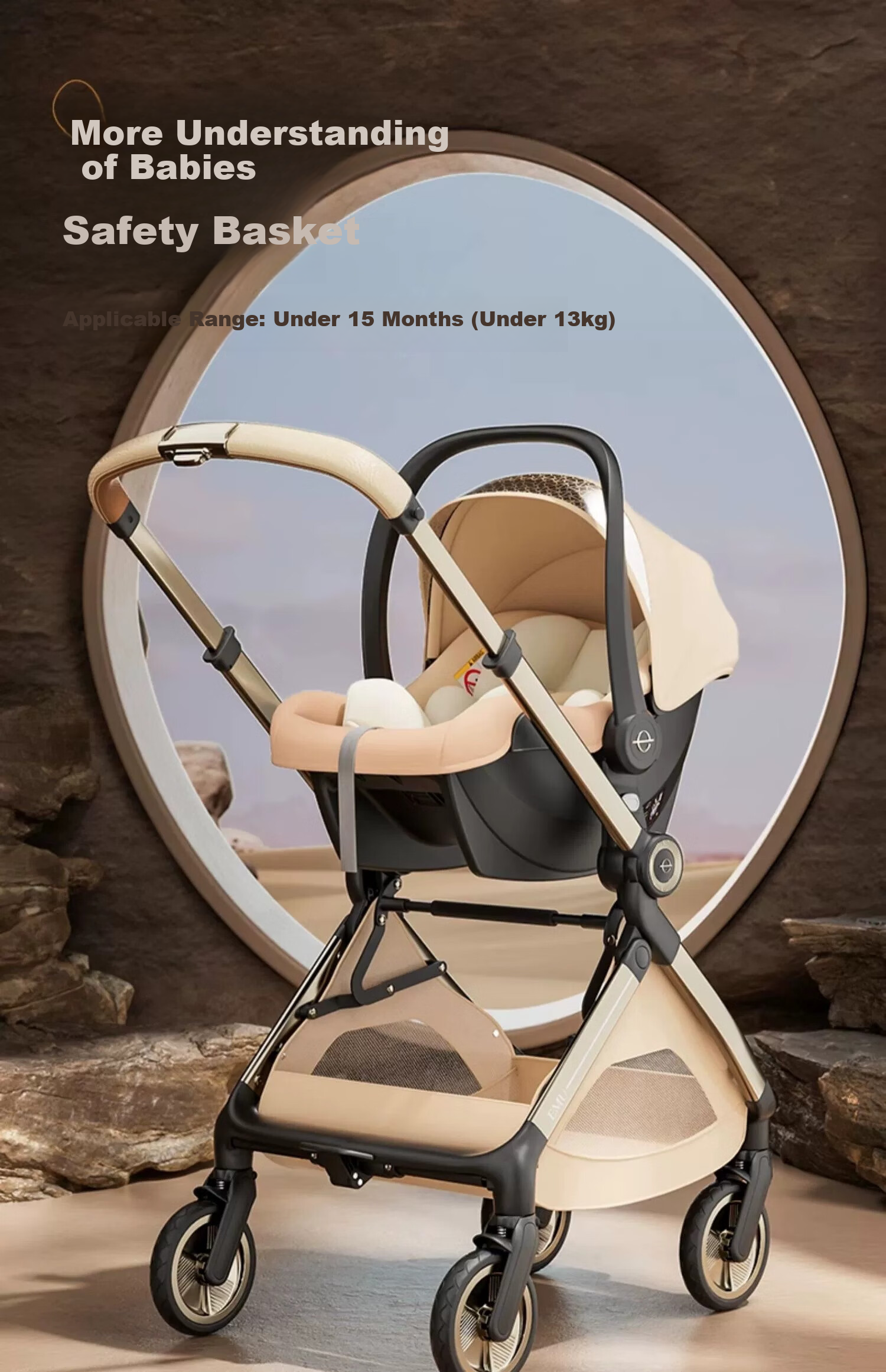 Elittile Infant Car Seat Carrier Newborn Baby 0-15 Months Portable Car Seat Golden Amber 7