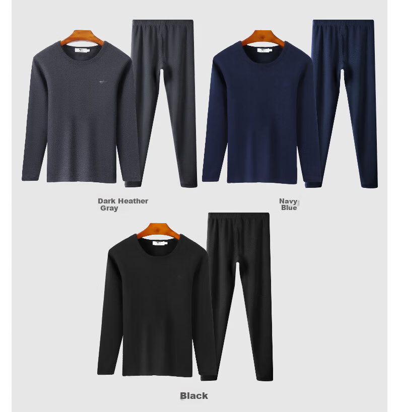 SEPTWOLVES [Wool Warmth] Thermal Underwear for Men, Fleece-Lined Thick Round Neck Winter Cold-Proof Warm Set 18