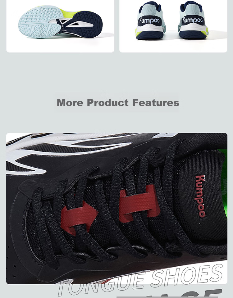 KUMPOO Shura Badminton Shoes ACF Cushioning Rebound Breathable Anti-Torsion Non-Slip Sports Shoes KH-G828 Black/White 38 14