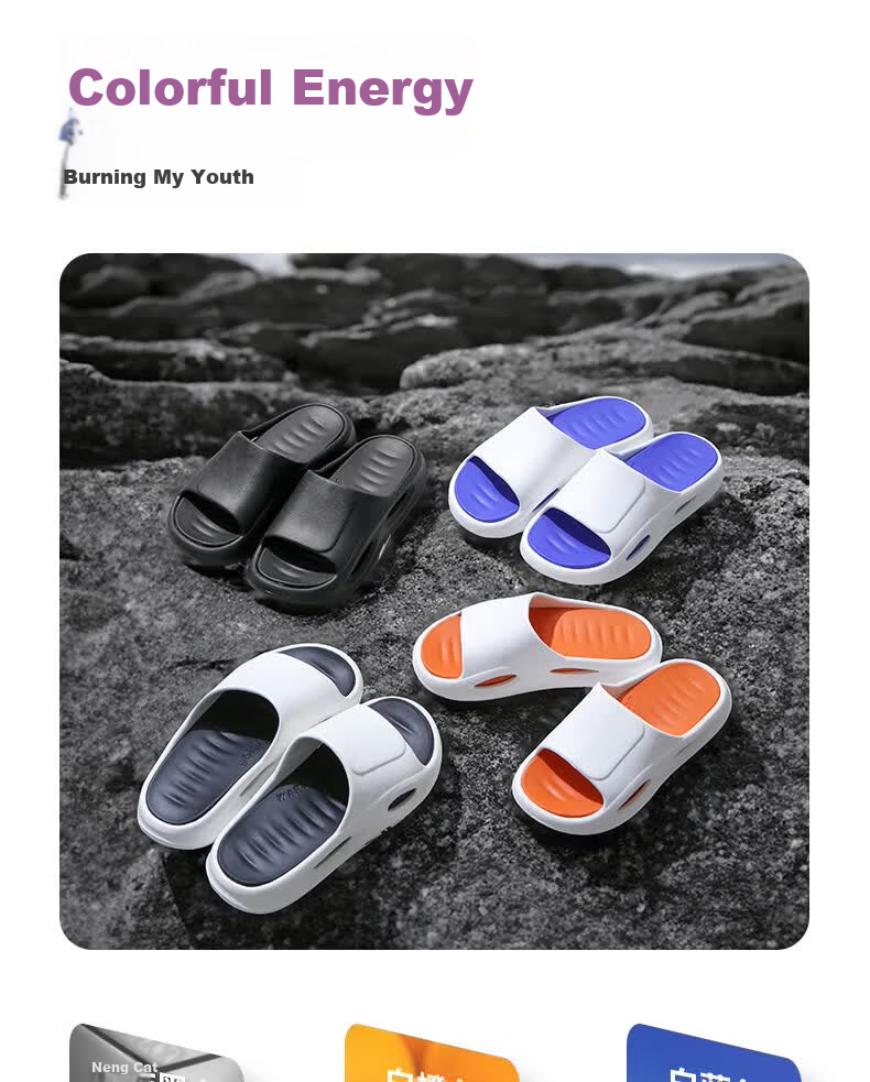 Warrior Official Men's Slippers 2026 Spring Men's Sandals Outdoor Sports Non-Slip Shoes White Blue Size 40-41 16