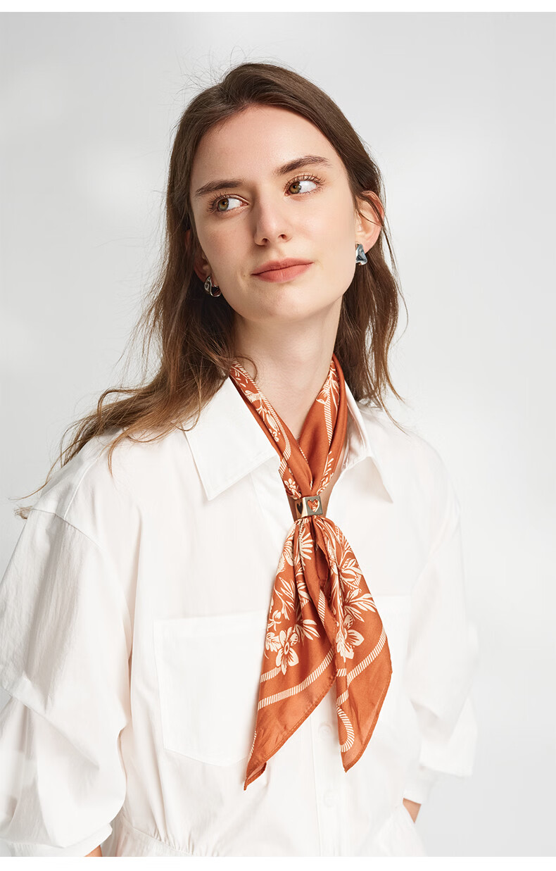 ELLE Modal Silk Scarf Women's Summer Fashion Versatile Casual Floral Print Square Neck Scarf New Gift 23