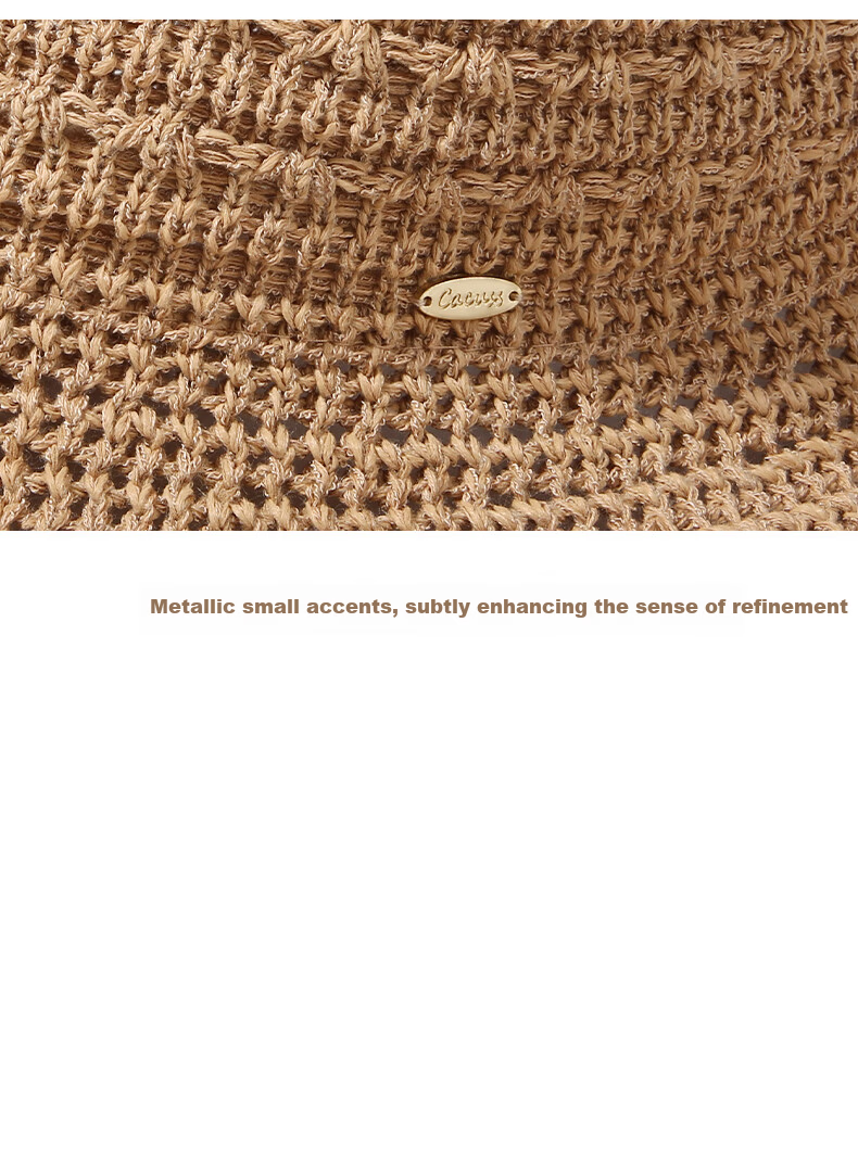 CACUSS Hollow Weave Sun Hat for Women Summer Outdoor Face-Slimming Retro Breathable Bucket Hat Khaki 14