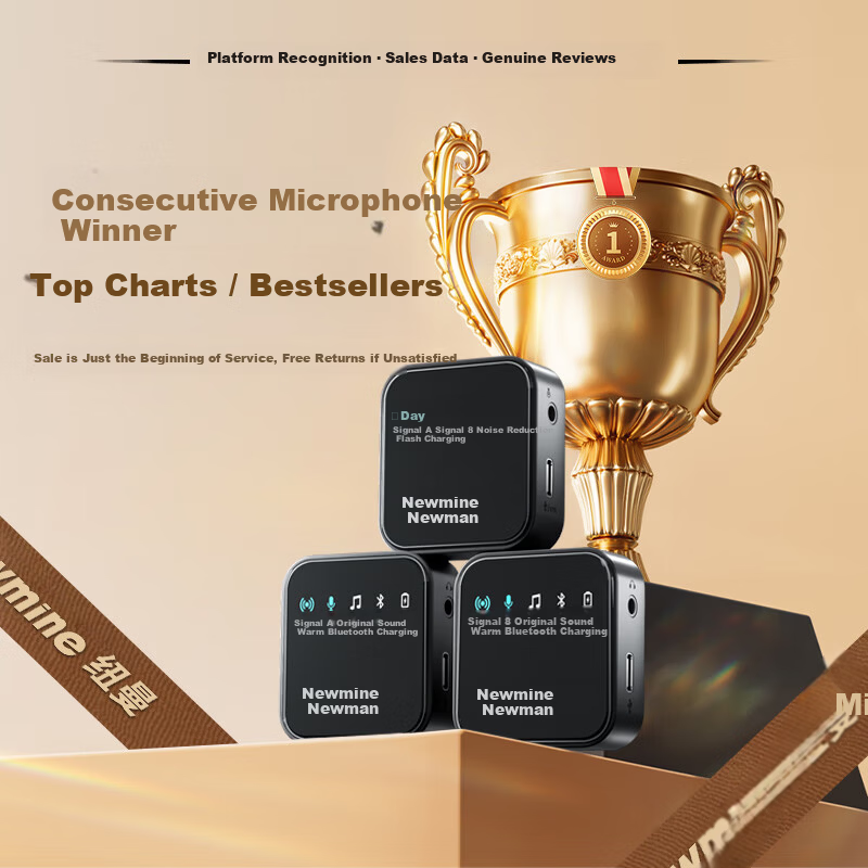 Newmine MC87 Wireless Lavalier Microphone Kit for Live Streaming, Outdoor Recording, TikTok, K-Song, Professional Noise-Canceling Mic for Phone, Computer, Camera, One-to-One System
