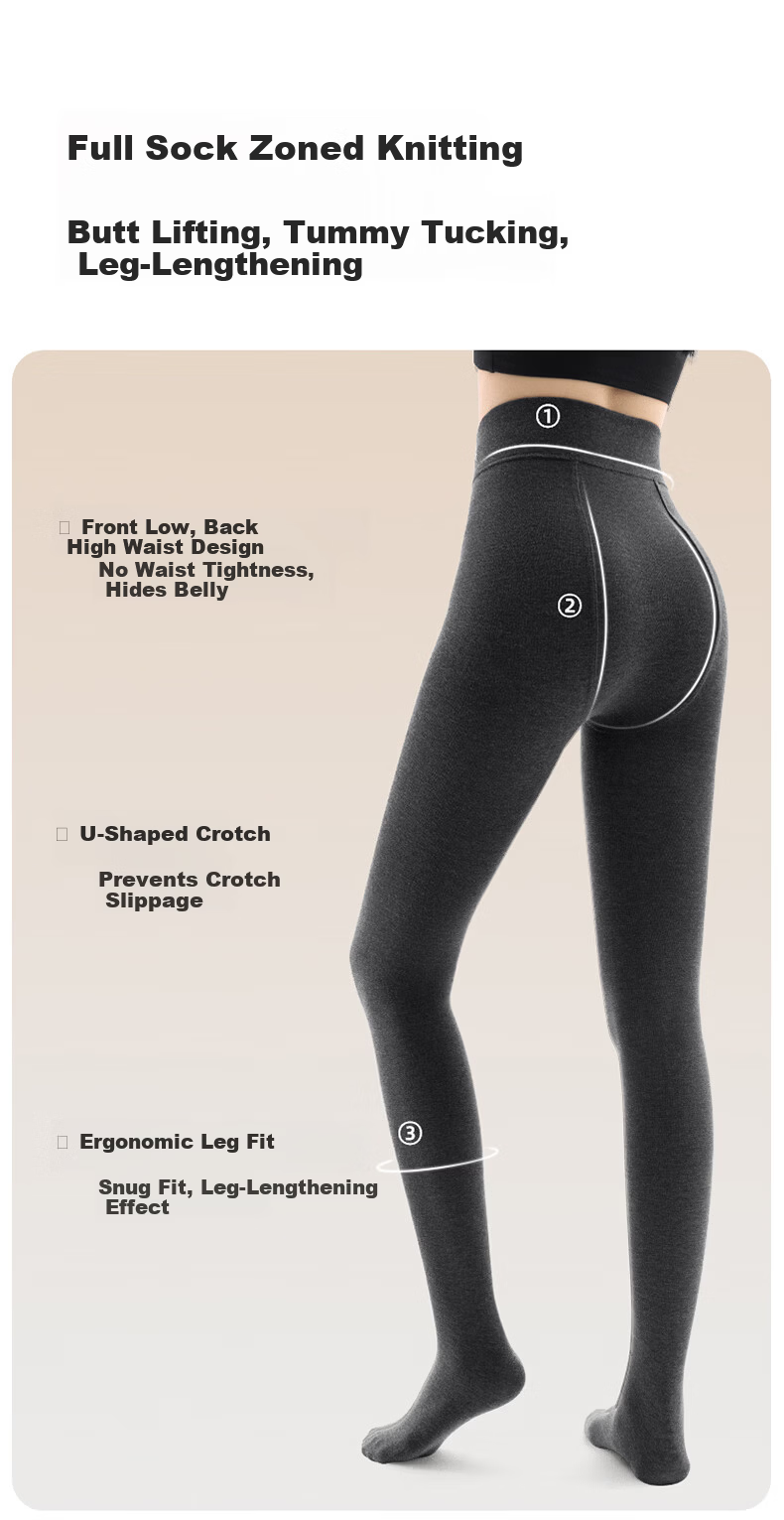 Xiao Ye He Zi [Yang Mi Same Style] Wool Cotton Warm Autumn Winter Thermal Leggings Thickened Fleece Lined Tights for Women 15