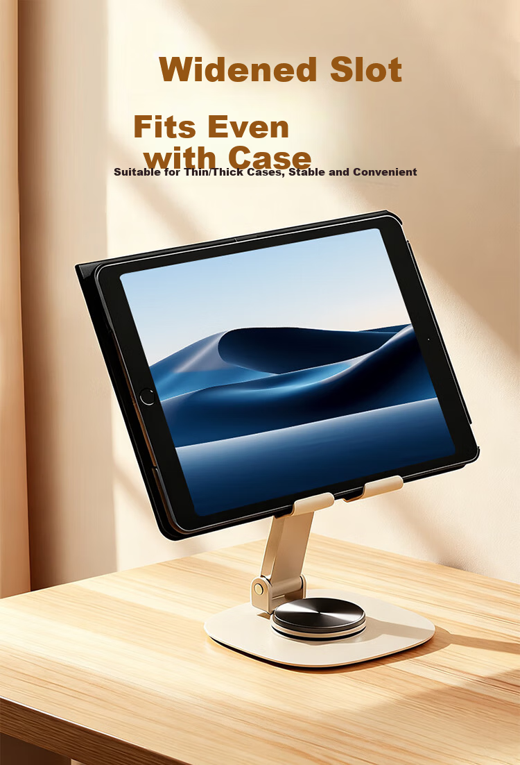 BZBC Mobile Phone Stand Desktop iPad Tablet Stand Bedside Live Streaming Watching Selfie Multifunctional Compact Foldable Portable 360° Rotatable Universal Phone Tablet Holder Off-White 9
