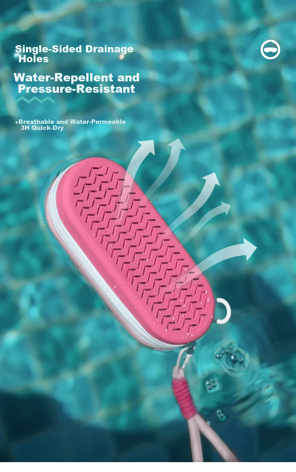 TOSWIM Swimming Storage Case Goggles Case Silicone Shockproof Breathable Professional Training Essential Eyewear Case Peach Pink Wave Pattern 5