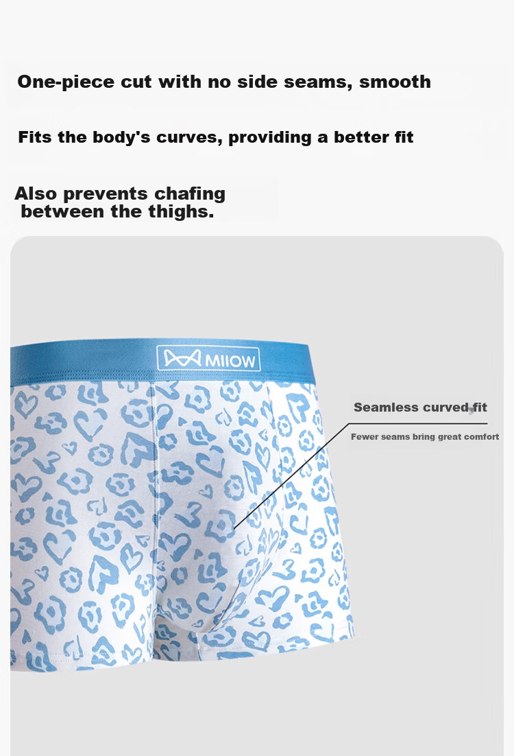 MiiOW Men's Cotton Boxer Briefs Leopard Print Trendy Mid-Rise Large Size Mixed Colors 3-Pack 11