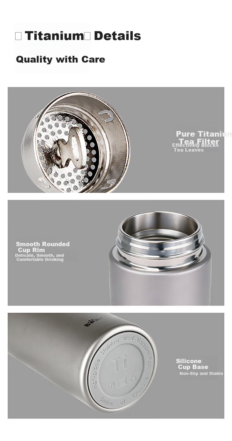 Bear Titanium Insulated Cup Pure Titanium Inner and Outer Thermal Flask Portable Outdoor Water Bottle for Men and Women Gift 200ml 9