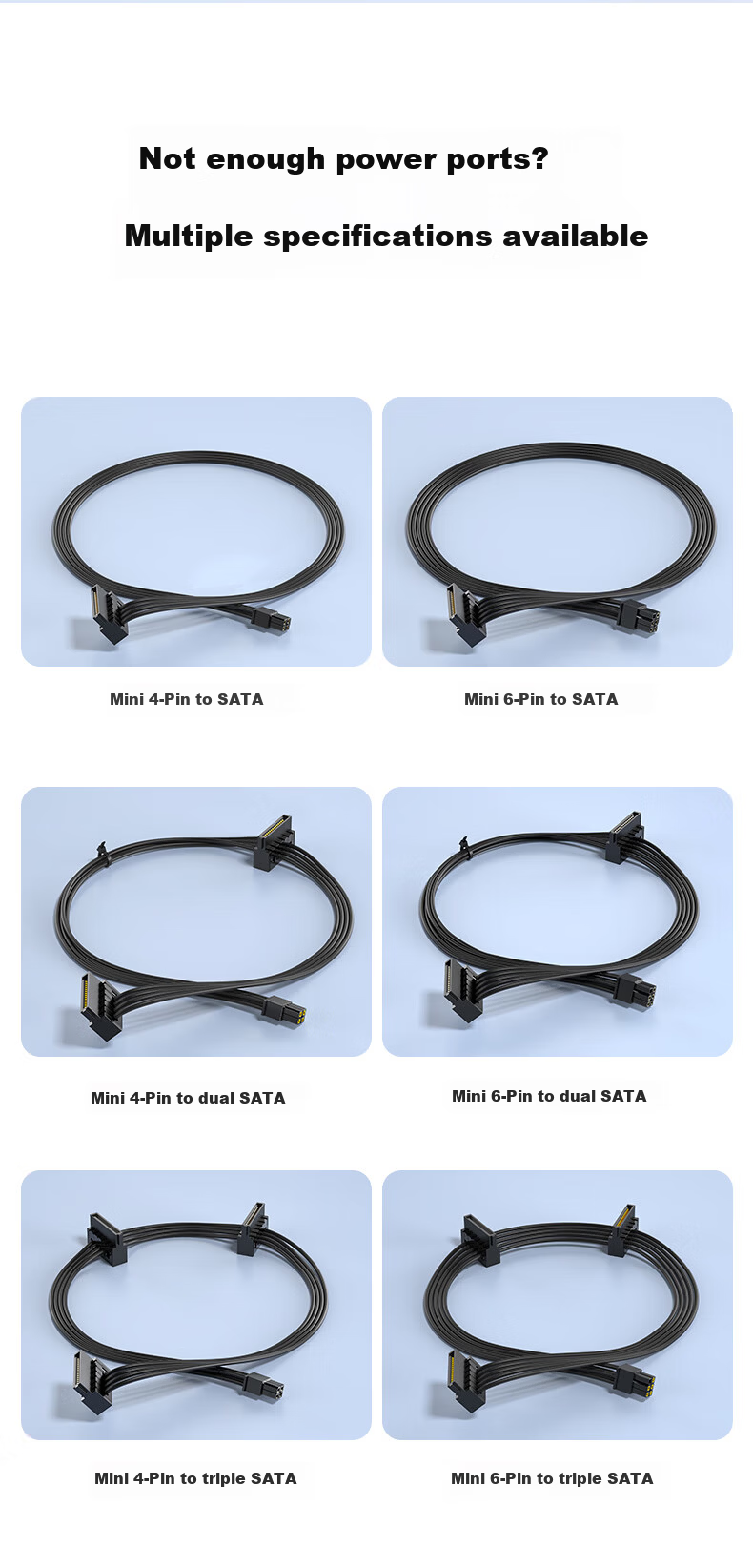 DOREWIN Small 6-Pin to SATA Hard Drive Power Cable for Lenovo Dell Computers, One-to-Two Hard Drive Connection Cable, Small 6-Pin to Dual SATA [50cm] 4