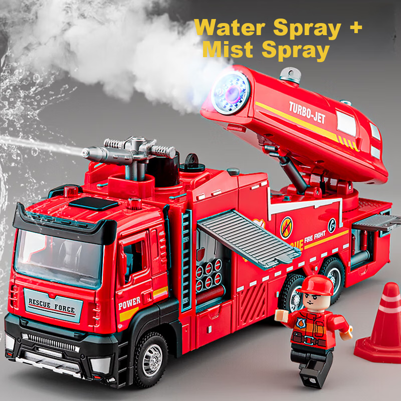 Aiful Alloy Fire Truck Toy for Boys Large Water Spray Firefighting Rescue Vehicle Children's Day Gift
