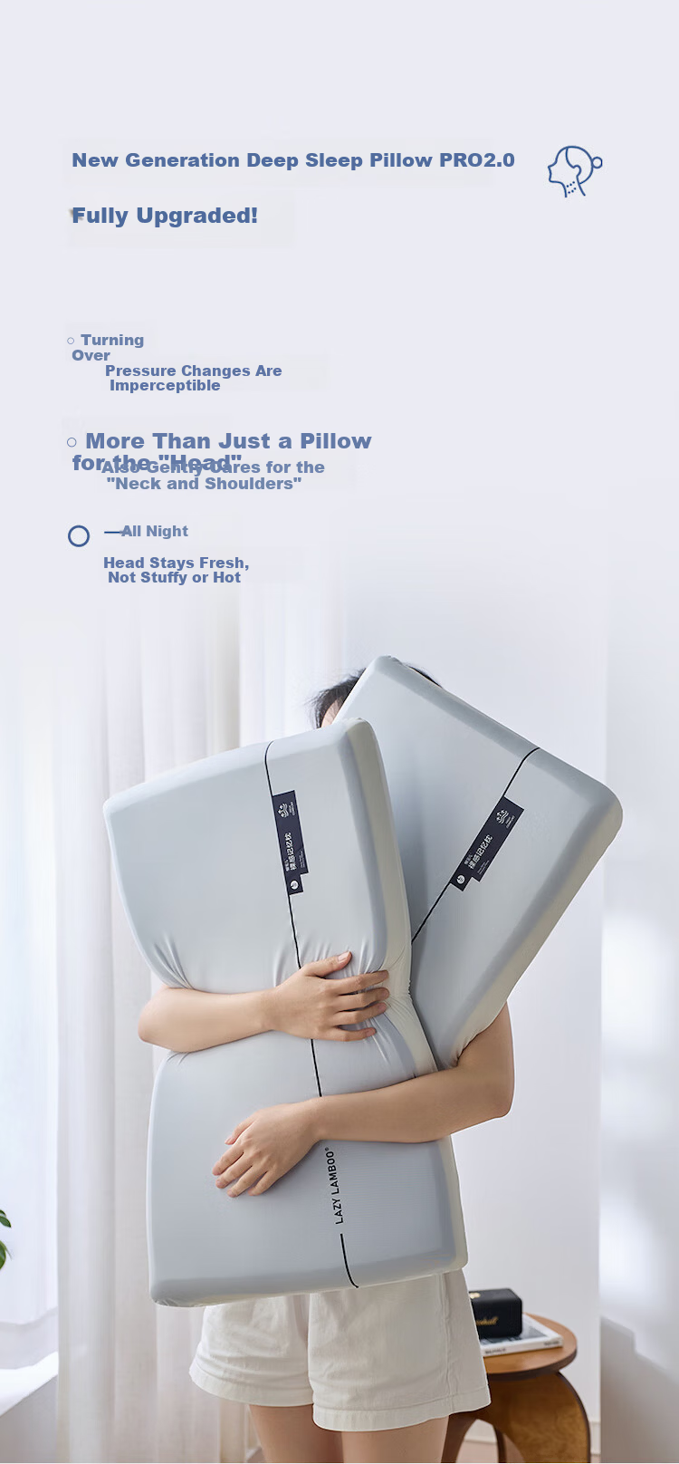 LIIESEN 2nd Generation Slow Rebound Deep Sleep Memory Pillow PRO Neck Support Cervical Memory Foam Pillow Adult Gift Box Set 3