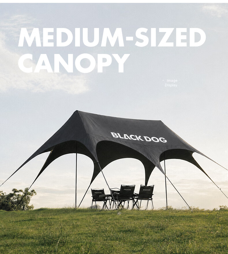 Black Dog Titanium Black Vinyl Canopy Windless Outdoor Camping Tent Sunshade Rainproof Shelter Medium 26㎡ 34