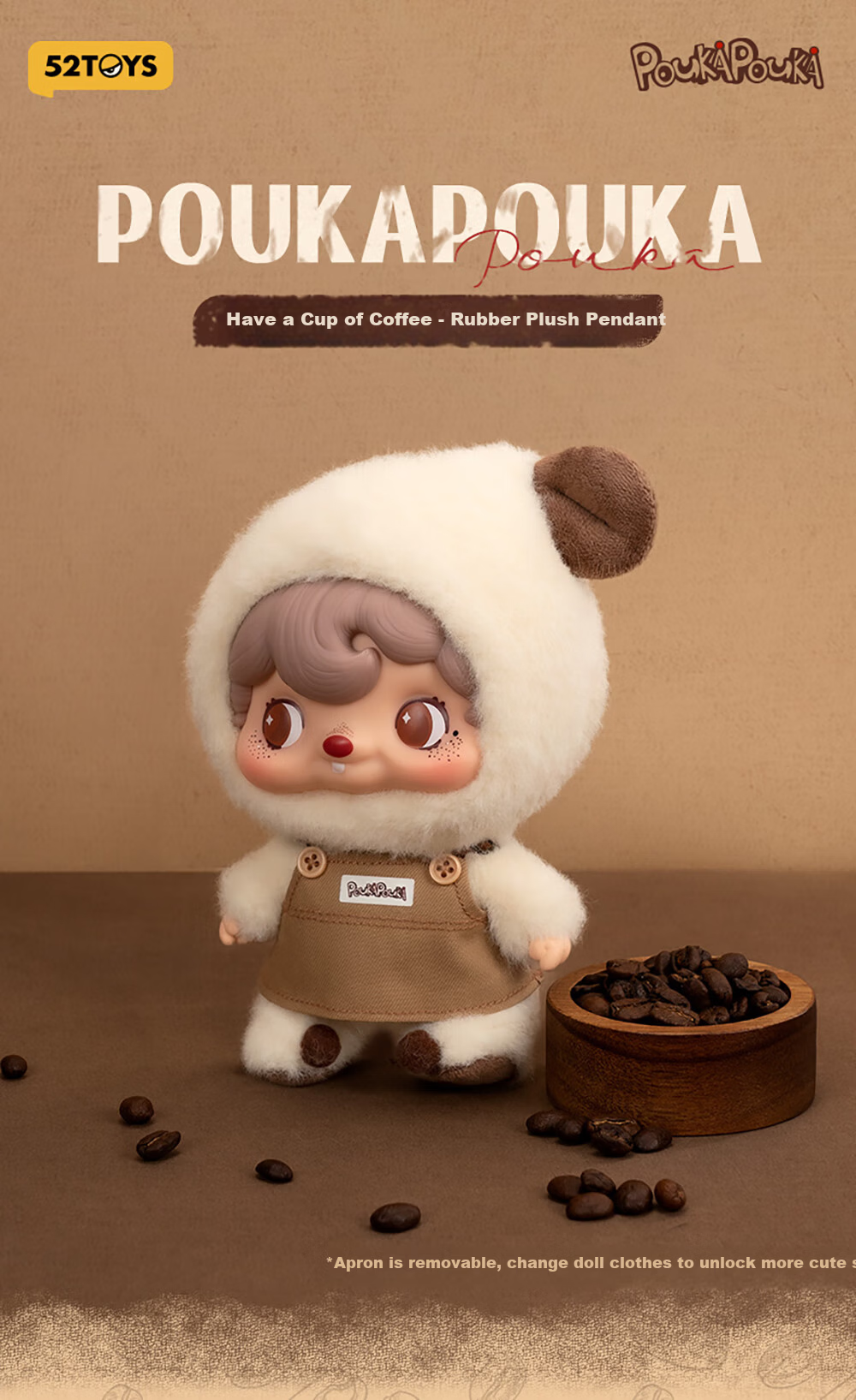 52TOYS [Endorsed by Zhou Keyu] POUKA Drink Coffee Vinyl Plush Toy Trendy Cute Figurine Gift 1