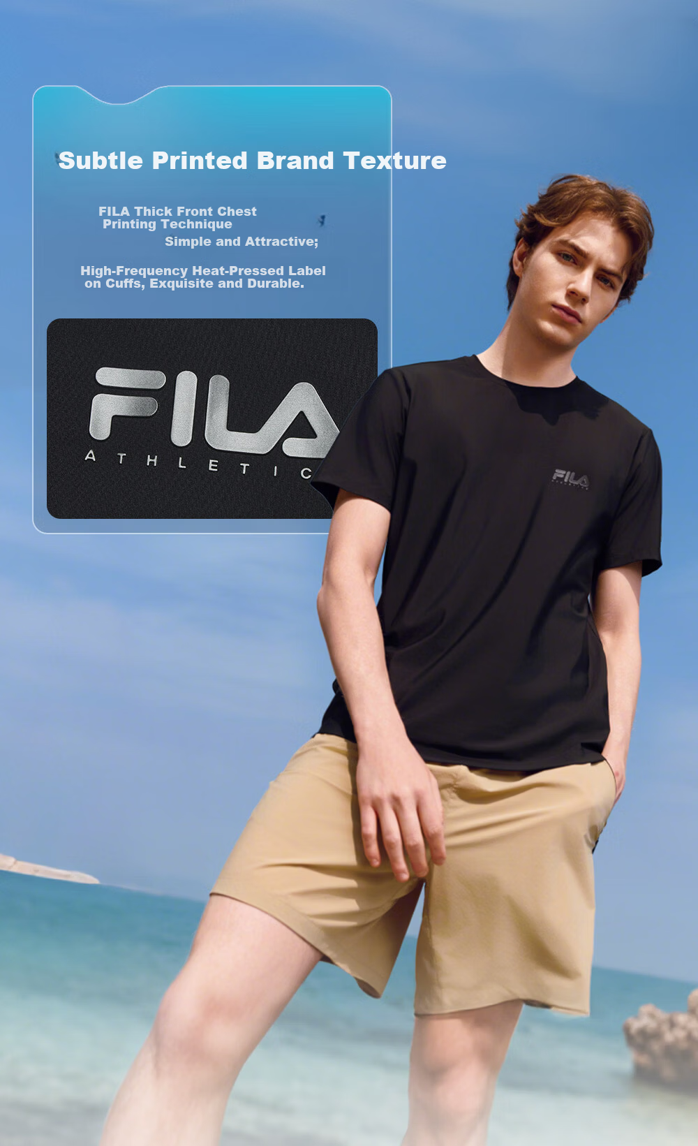FILA Official Men's Short Sleeve T-Shirt 2026 Summer Cooling Breathable Round Neck Sun Protection Sports Top 5
