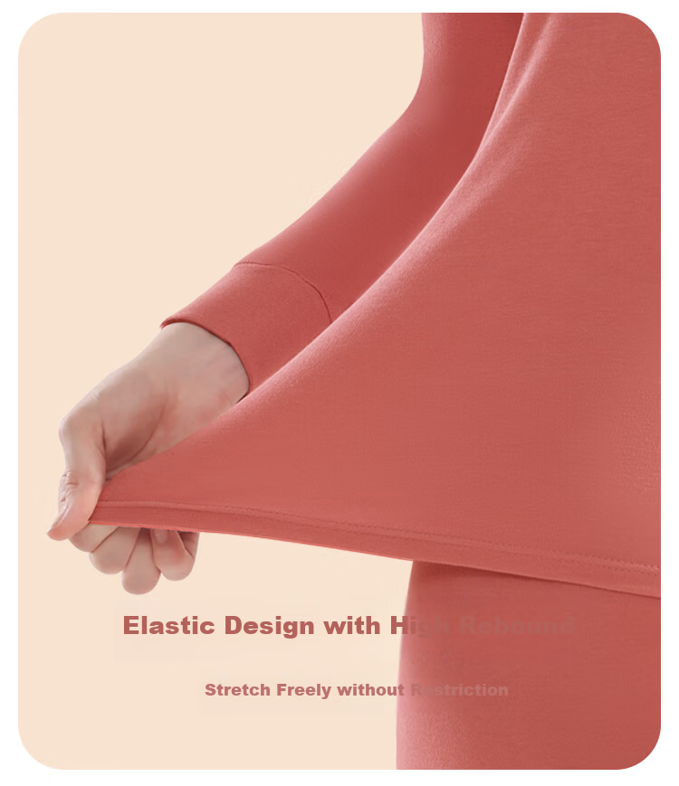 Miiow Women's Thermal Underwear Pure Cotton Combed Autumn Top and Bottom Slim Fit High Elastic Comfortable Body Shaping New Sakura Pink XL 12