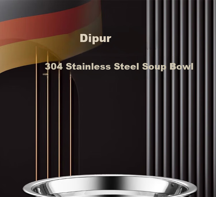 Dipuer 304 Stainless Steel Soup Bowl, Food-Grade Seasoning Bowl, Stainless Steel Bowl, Side Dish Bowl, Mixing Bowl, Canteen And School Soup Bowl 1