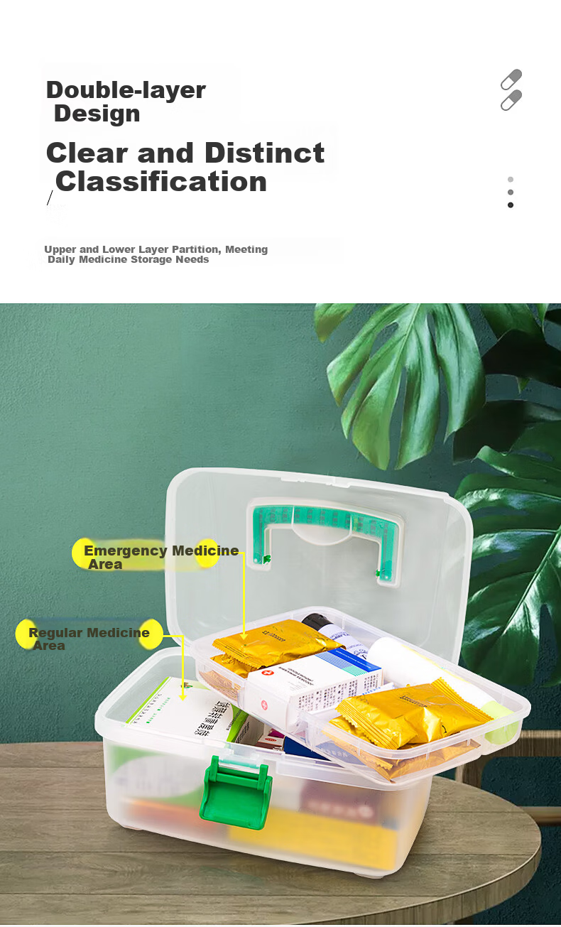 JEKO&JEKO Large Capacity Family Medicine Box, Home Medicine Cabinet, Pill Organizer, Gree 4