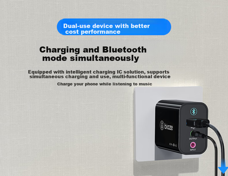 BIAZE Bluetooth Receiver 6.0 Adapter to USB Drive Speaker AUX for Vintage Amplifier Headphones Lossless Wireless Transmitter for Desktop Laptop TV Audio Module 25