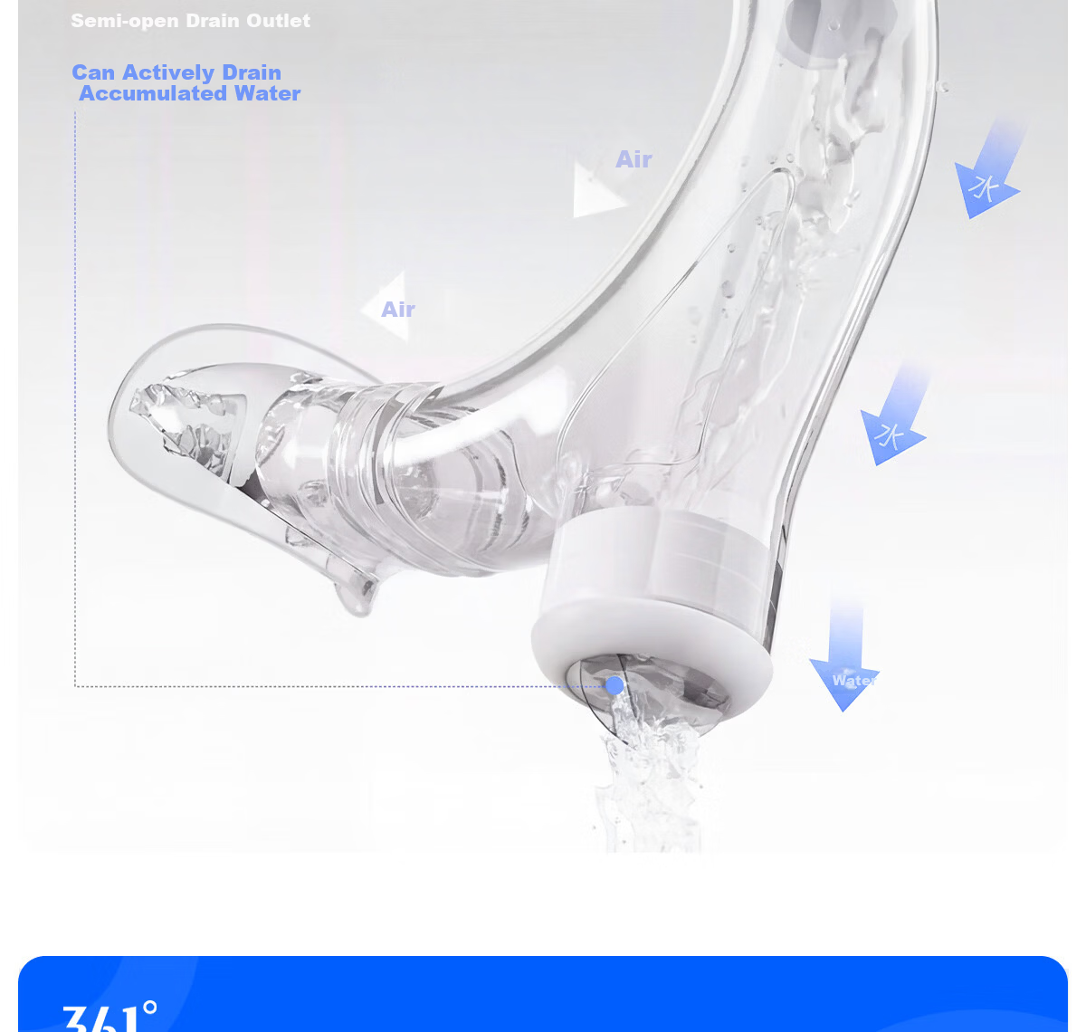 361° Swimming Snorkel Professional Underwater Breathing Tube Adult Youth Freestyle Snorkeling Breathing Apparatus 8