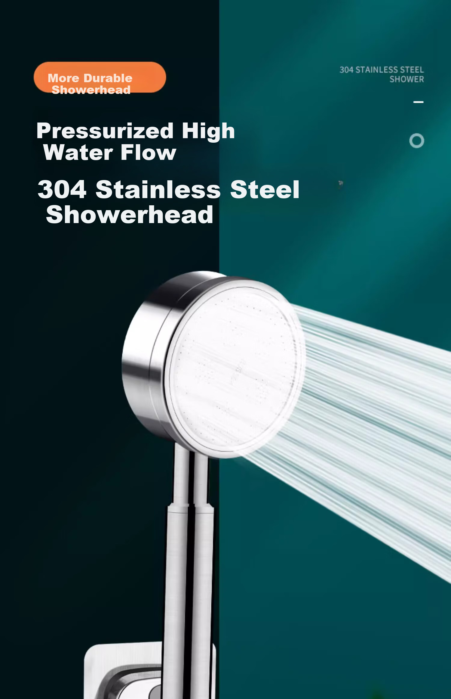 Canbo [Top Seller] Pressurized Shower Head 304 Stainless Steel Handheld Shower Set for Home Bathing 2