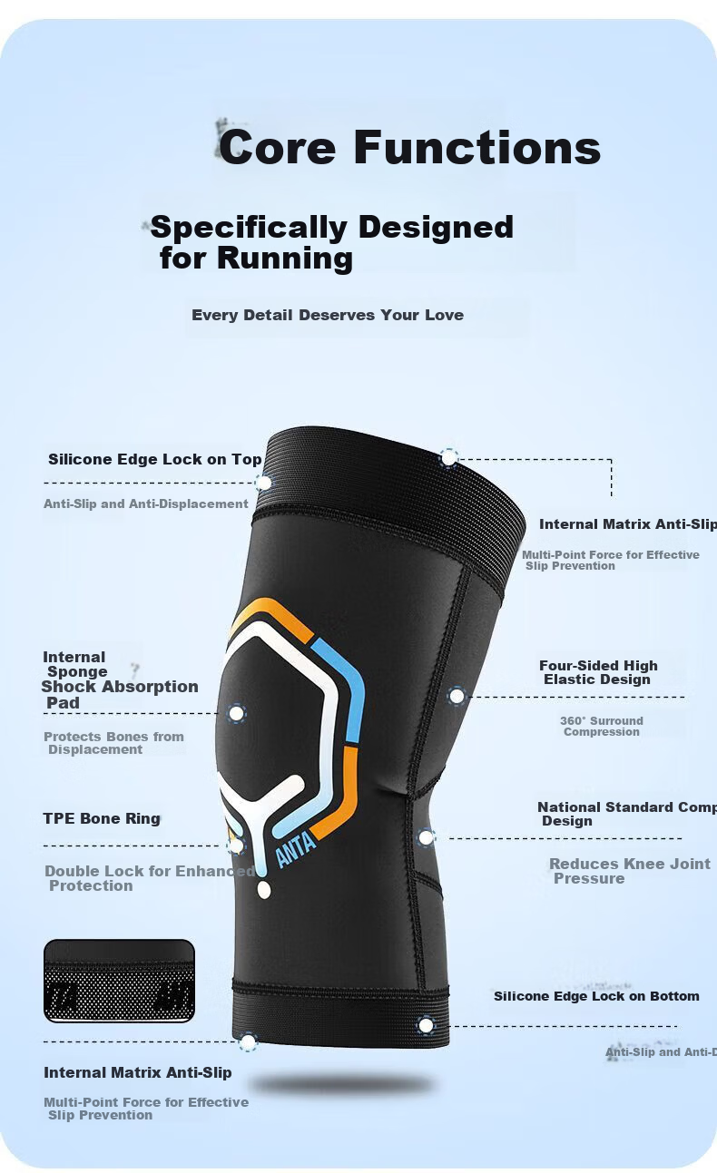 Anta Knee Brace Sports Running Knee Support for Men and Women Basketball Badminton Cycling Mountaineering Fitness Professional Patella Strap 5