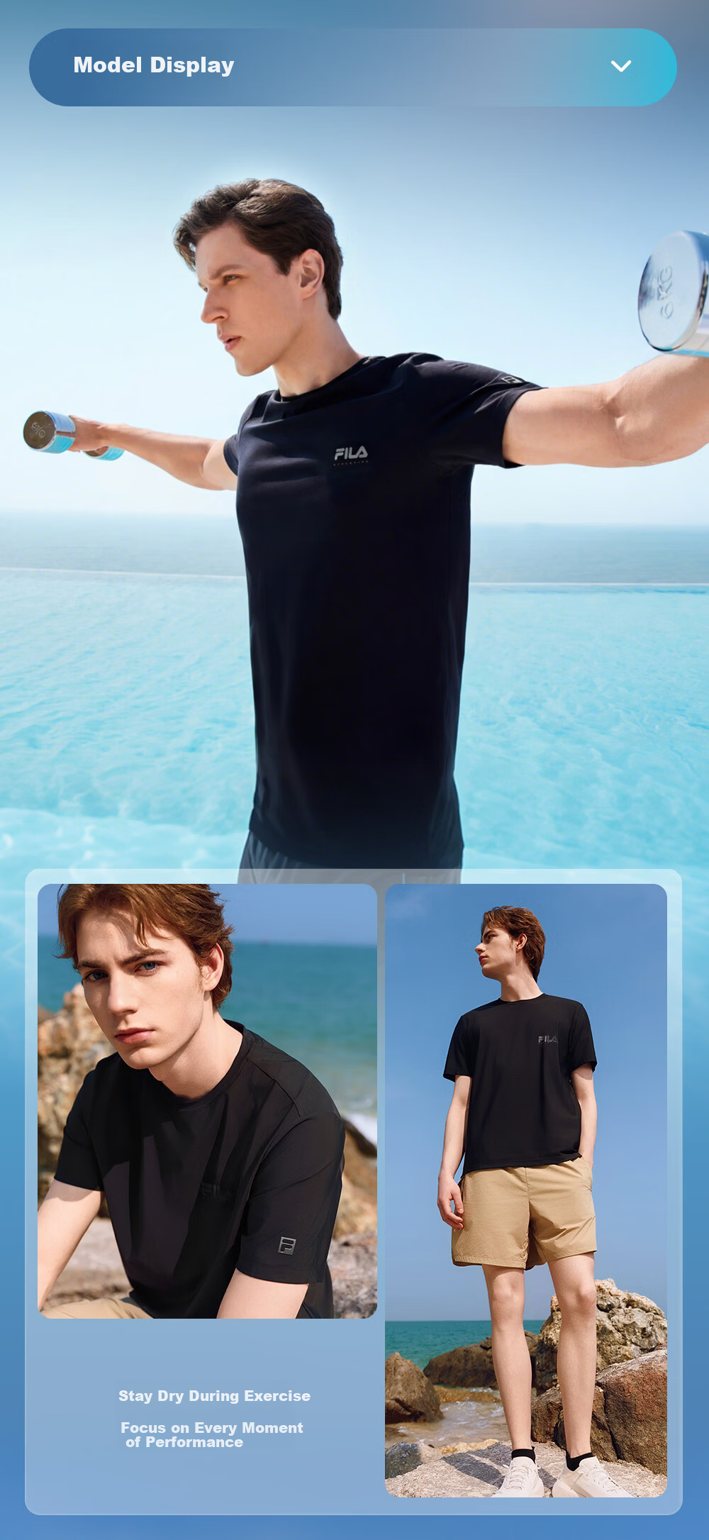 FILA Official Men's Short Sleeve T-Shirt 2026 Summer Cooling Breathable Round Neck Sun Protection Sports Top 8