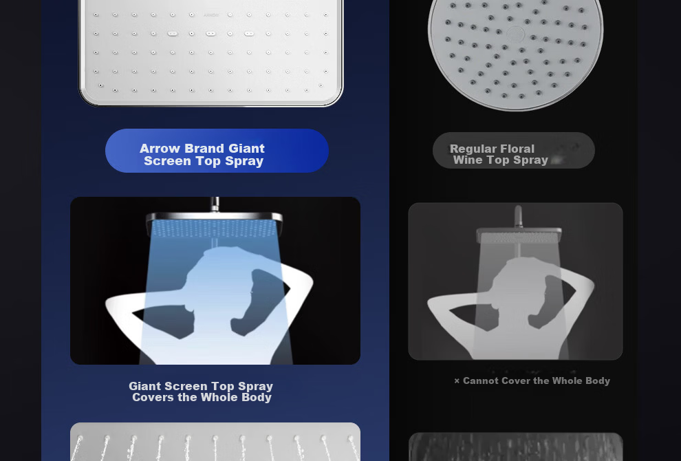 ARROW Shower Head, All-Copper Body, Top Spray, Handheld Sprayer, Pressure Boosting [Renovation Subsidy 15%] 15