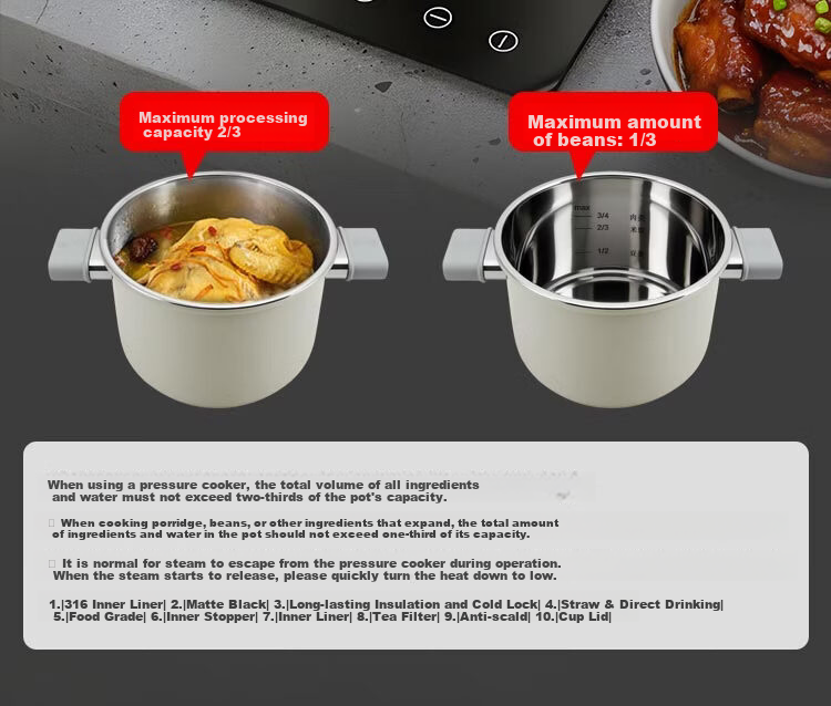 JD Jingzao High Pressure Cooker Pressure Pot Food Grade 316 Stainless Steel Multi-Safety Explosion-Proof 6L Large Capacity Stove Compatible 22cm 11