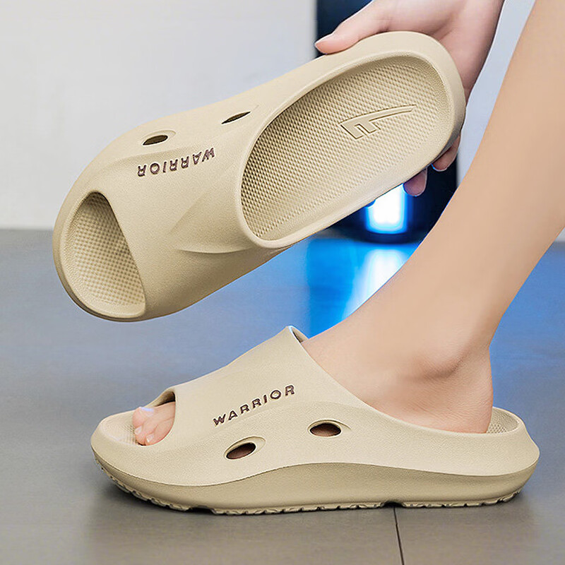Warrior Men's Slippers Soft Home Shower Shoes Outdoor Thick Sole Casual Sandals SDJ-0522 Khaki Size 40-41