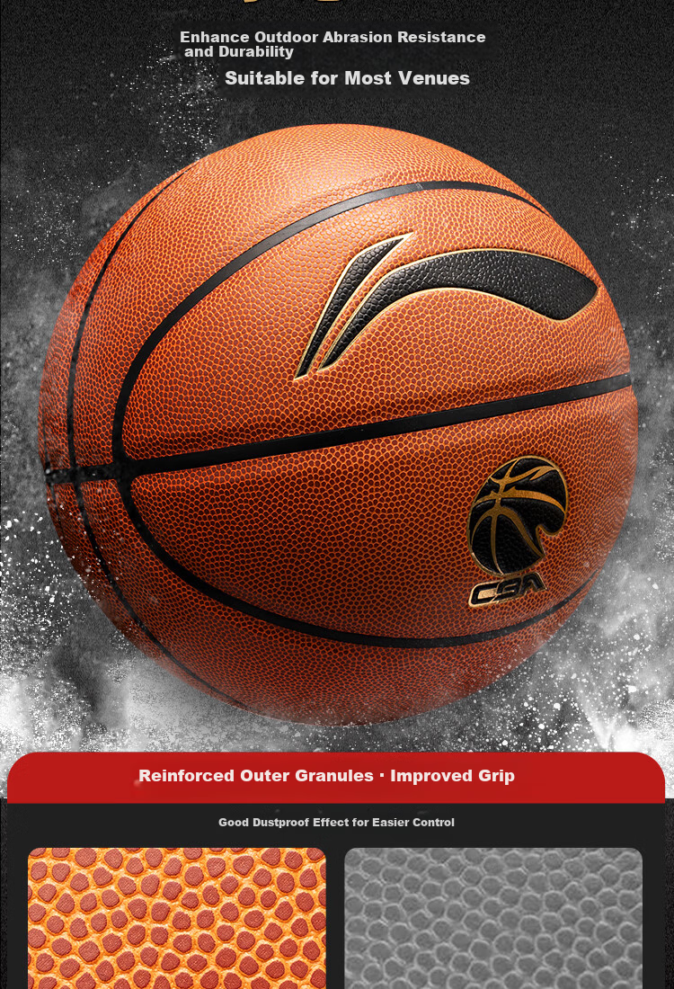 LI-NING Basketball Size 7 CBA Official Game Ball Adult Youth Indoor Outdoor Dustproof Moisture-Absorbent Standard Basketball 091-2 5