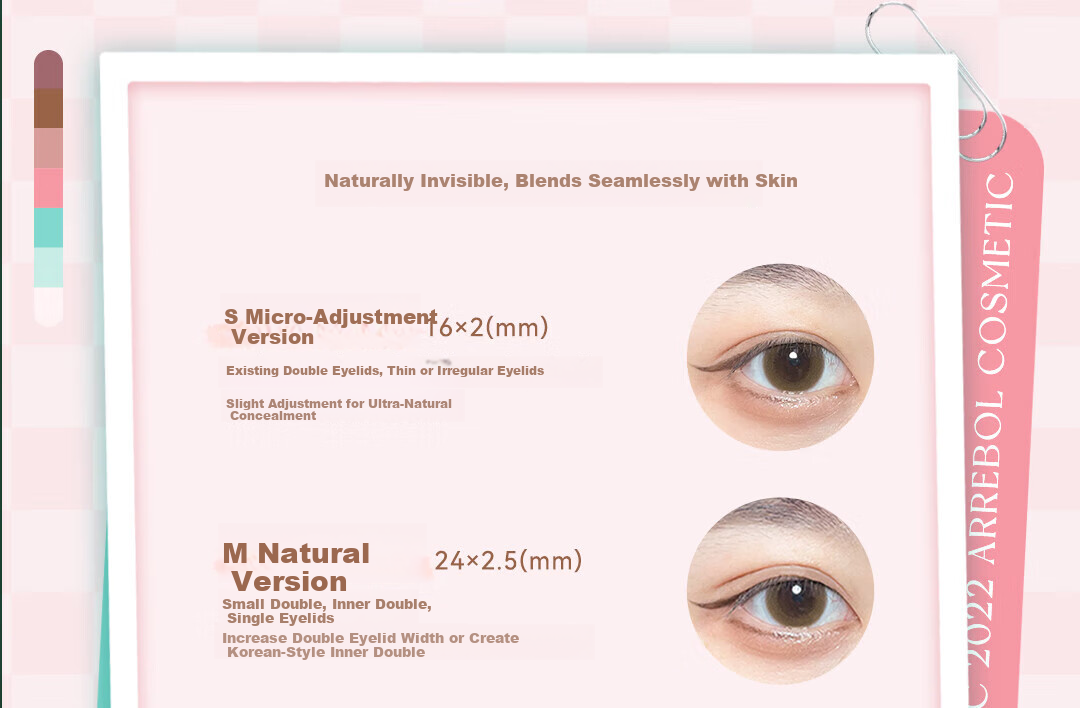 Arrebol Double Eyelid Tape for Women Invisible Natural Lace Waterproof Sweatproof Anti-Puffy Eye Pads L Natural Style 105 Pieces 7