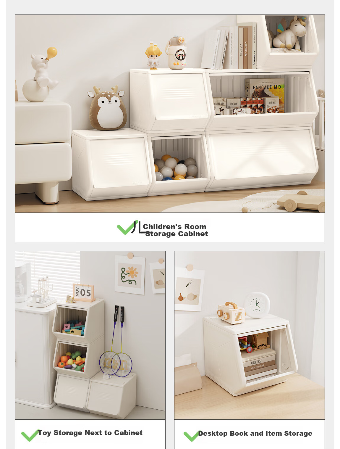 BabyViva DIY Stackable Storage Cabinet Children's Toy Storage Rack Living Room Snack Cabinet Bedroom Bookshelf Small Organizer 6