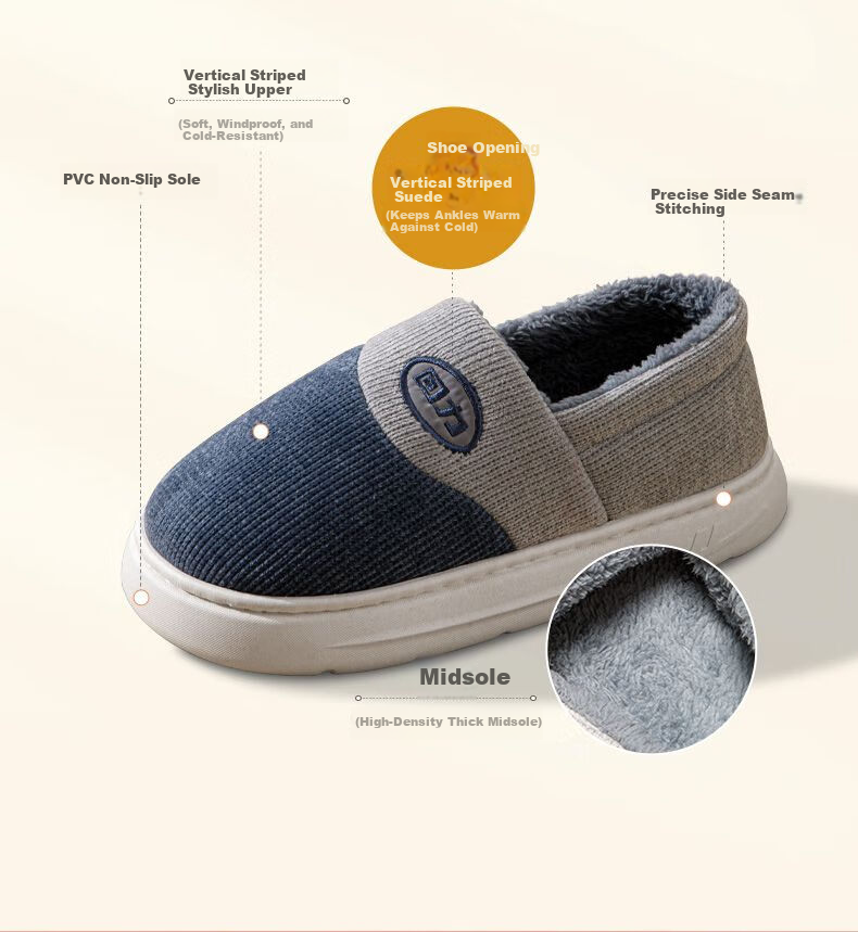Warrior Men's Winter Thick-Soled Cotton Slippers with Heel Support, Warm Indoor and Outdoor Non-Slip Cotton Shoes 0756 Gray Size 40-41 4