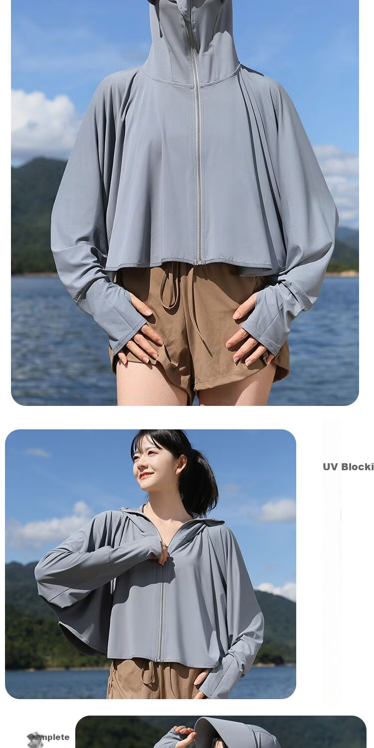 Combo Women's Summer Thin UV Protection Sun Shirt Mesh Loose Shawl Ice Silk European Style Sun Protection Skin Jacket 17