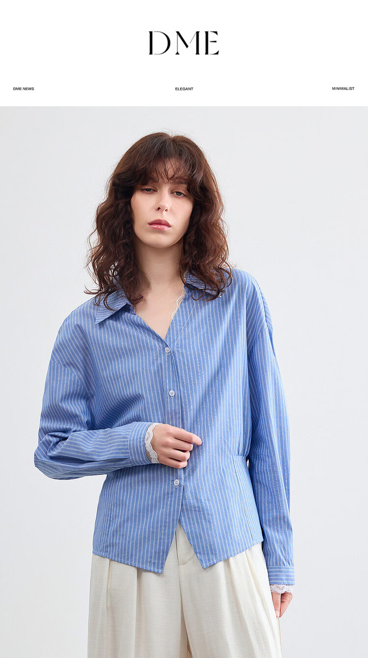 Demana Minimalist French Lace Collar Slim Fit Short Shirt for Women Spring Cloud Cotton 1