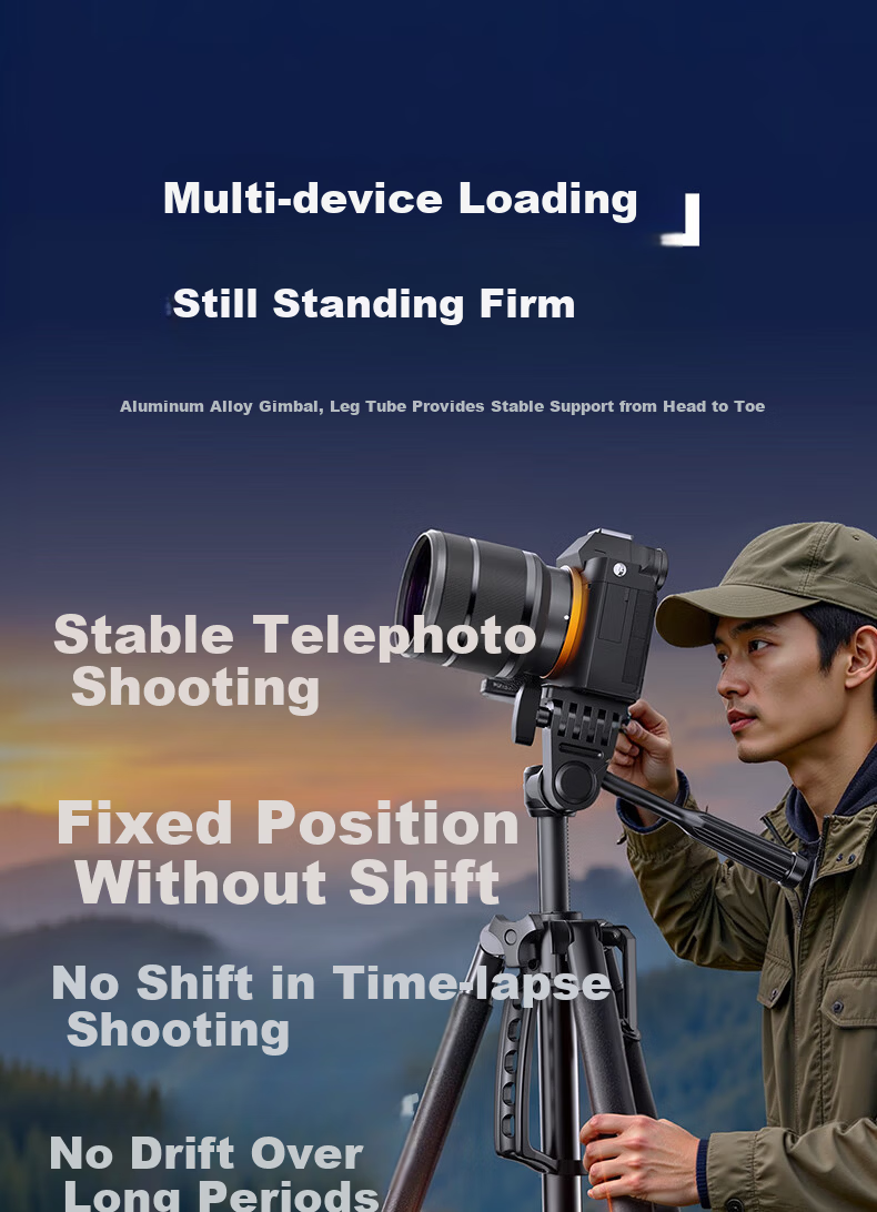 Yangfeisi [Hot Sale 100K+ | 1.5m Aluminum Alloy] Tripod Camera Stand Portable DSLR Phone Live Streaming Tripod Photography Head Outdoor Shooting Compatible with Nikon Canon 9