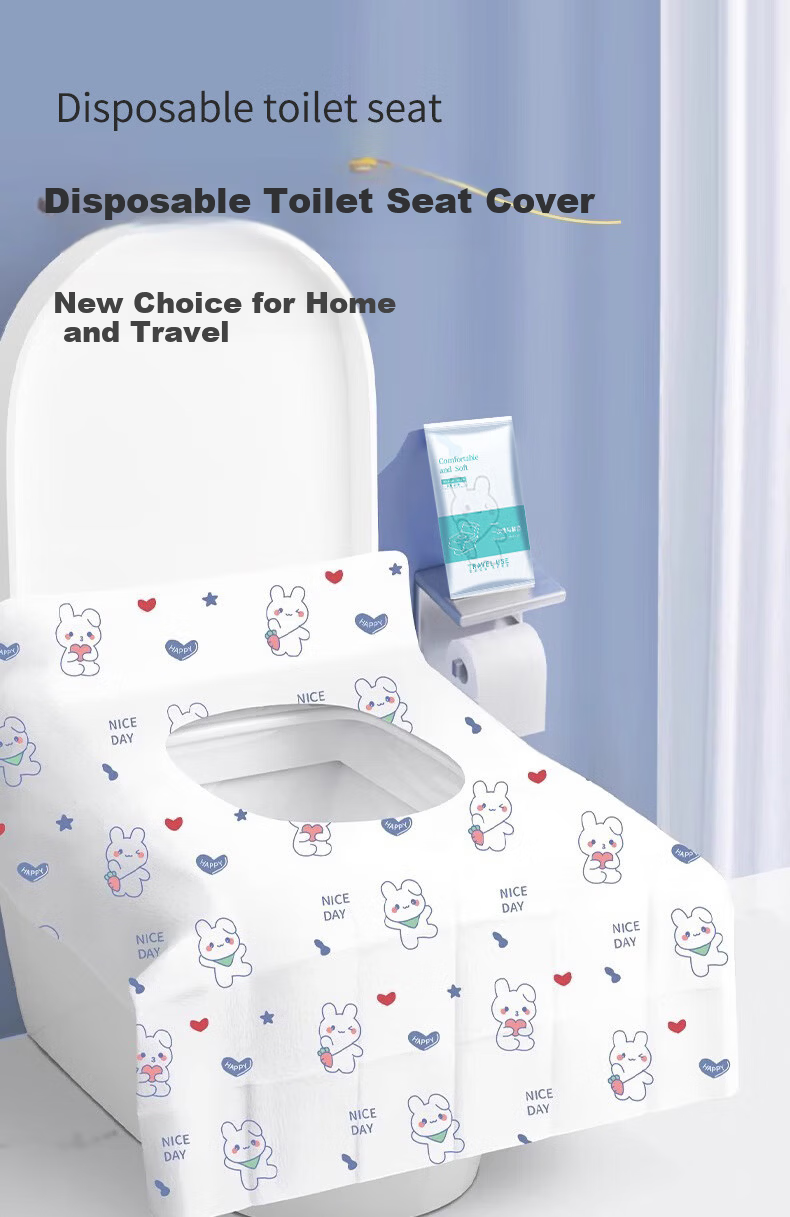 Etravel Disposable Toilet Seat Covers [50 Pieces] Maternity Cushion Travel Extra Large Thick Waterproof Little Rabbit 1